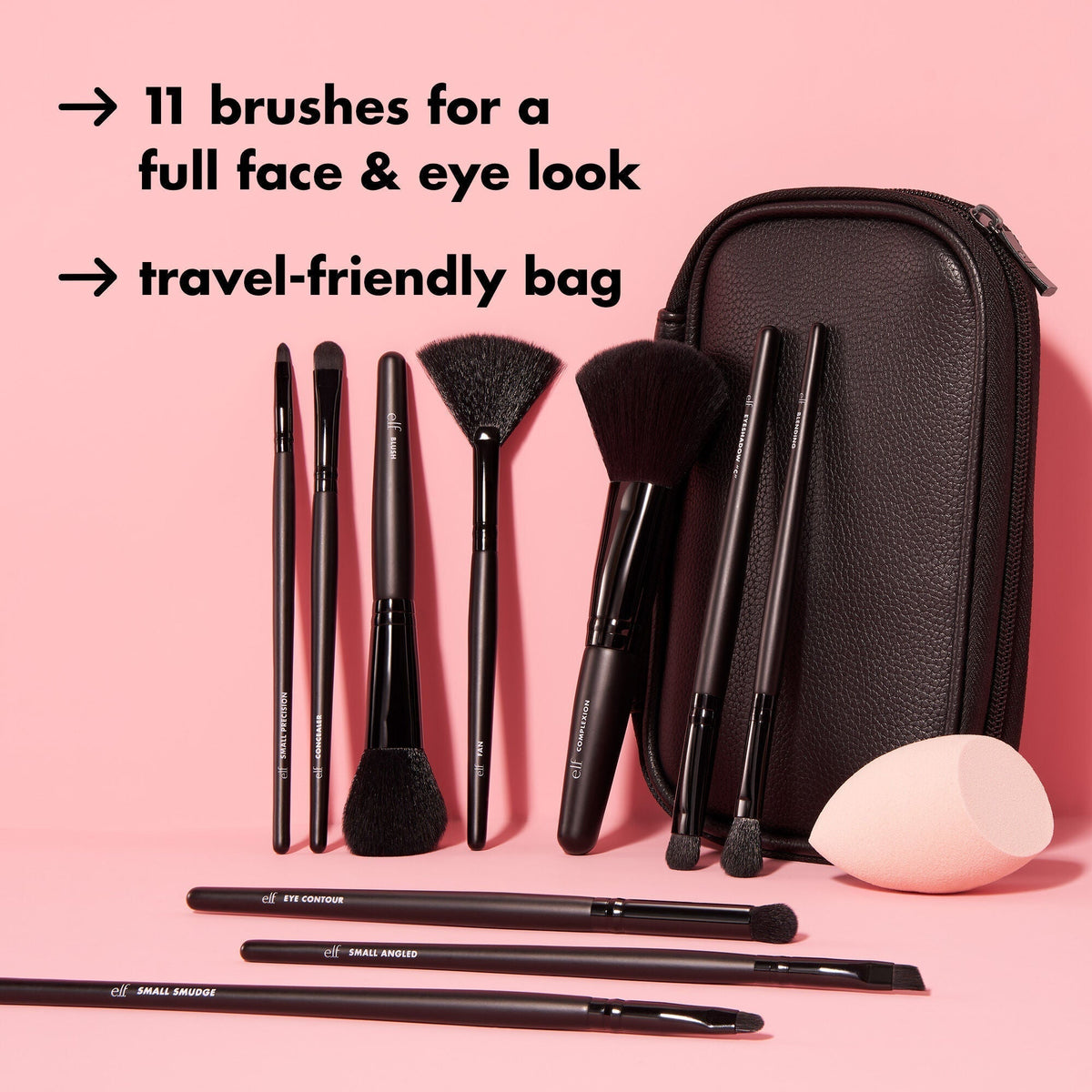 Full Face & Eye Makeup Brush Set with Travel Case